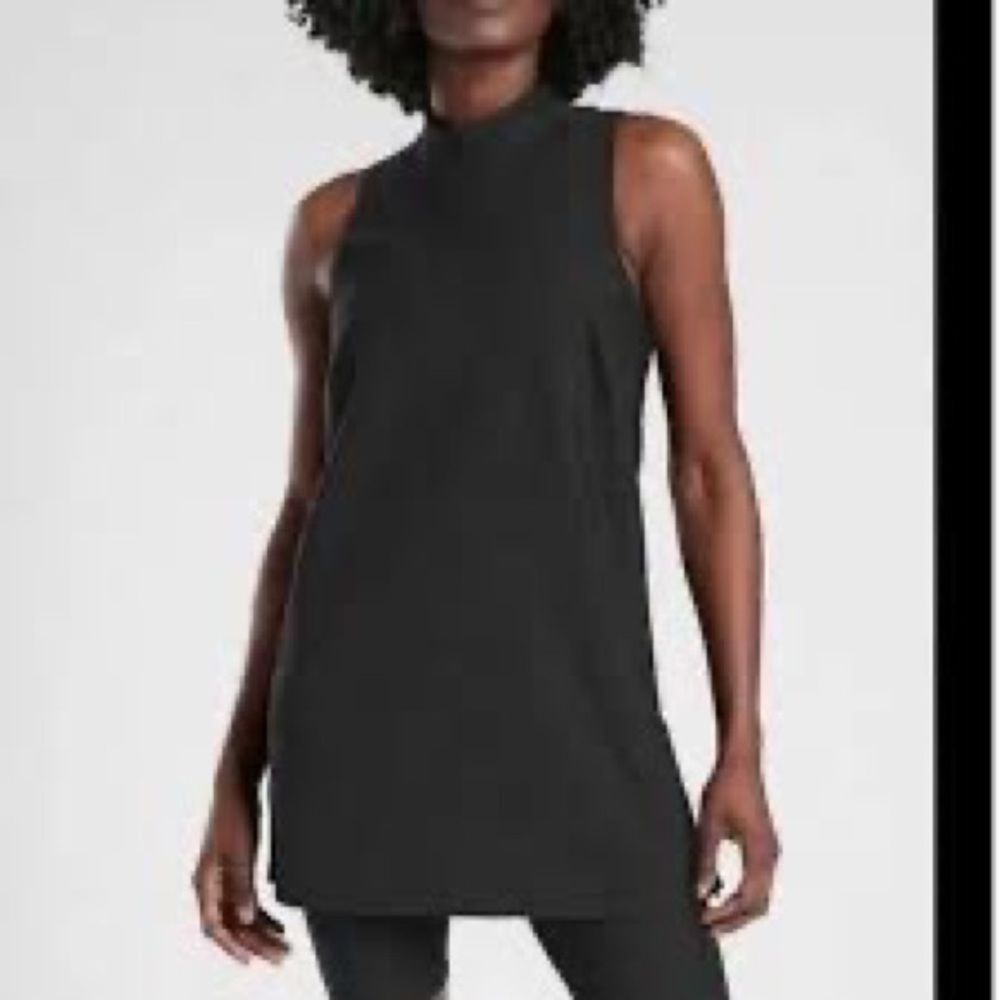 Athleta Black Sleeveless Mock-Neck Mini Dress interstellar bike tunic